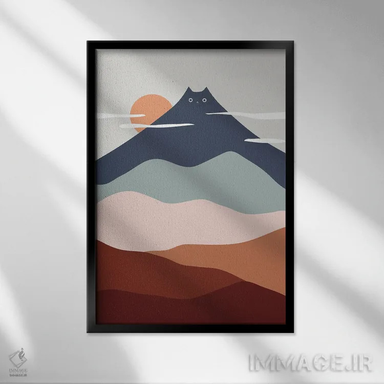 تابلو مینیمال چشم انداز گربه XXI اثر لیم هنگ سوی - نمای قابدار مشکی