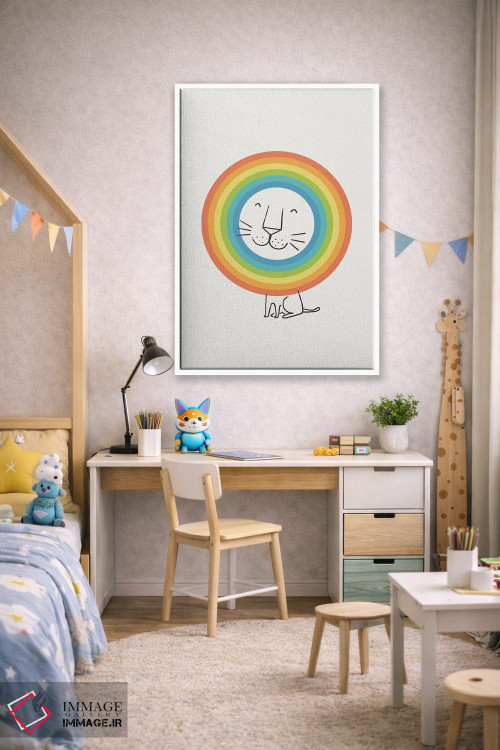 تابلو مینیمال یک شیر خوشحال اثر لیم هنگ سوی - D1W