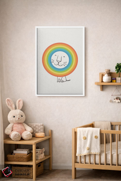 تابلو مینیمال یک شیر خوشحال اثر لیم هنگ سوی - D2W