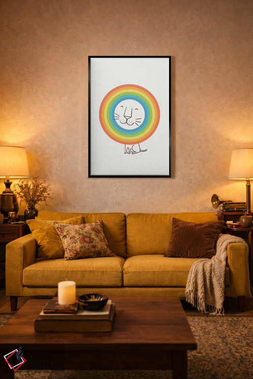 تابلو مینیمال یک شیر خوشحال اثر لیم هنگ سوی - D4B