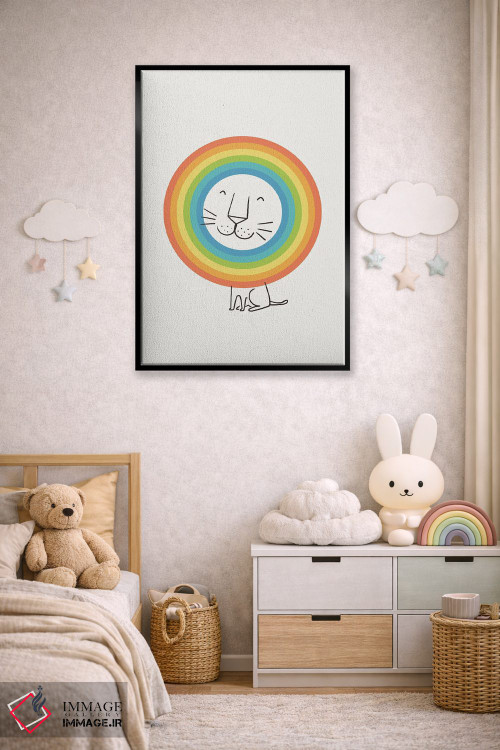 تابلو مینیمال یک شیر خوشحال اثر لیم هنگ سوی - D6B