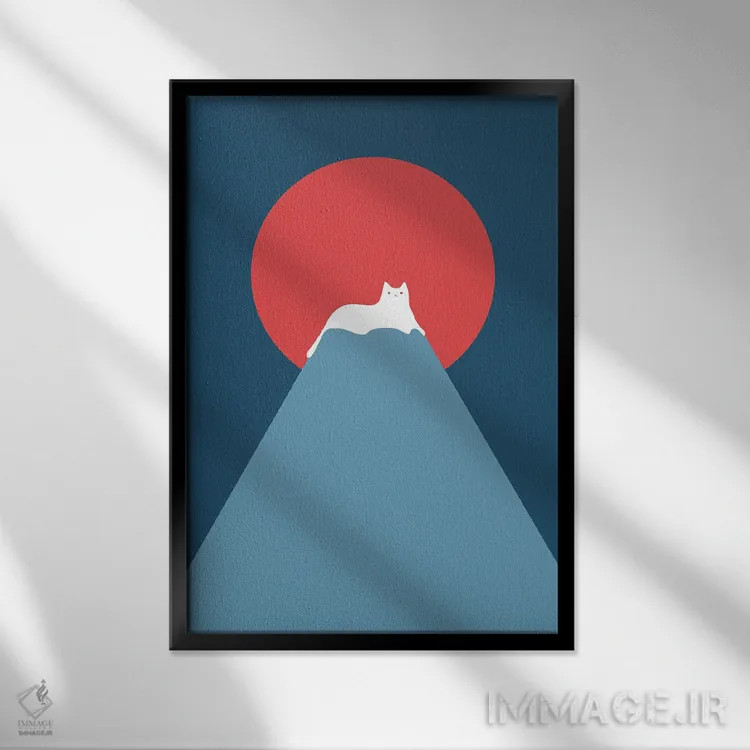 تابلو مینیمال چشم انداز گربه XXVIII-D اثر لیم هنگ سوی - نمای قابدار مشکی