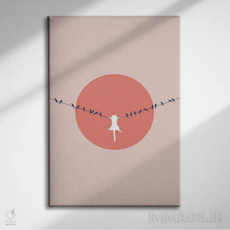 تابلو مینیمال چشم انداز گربه XL اثر لیم هنگ سوی - نمای روبهرو روی دیوار