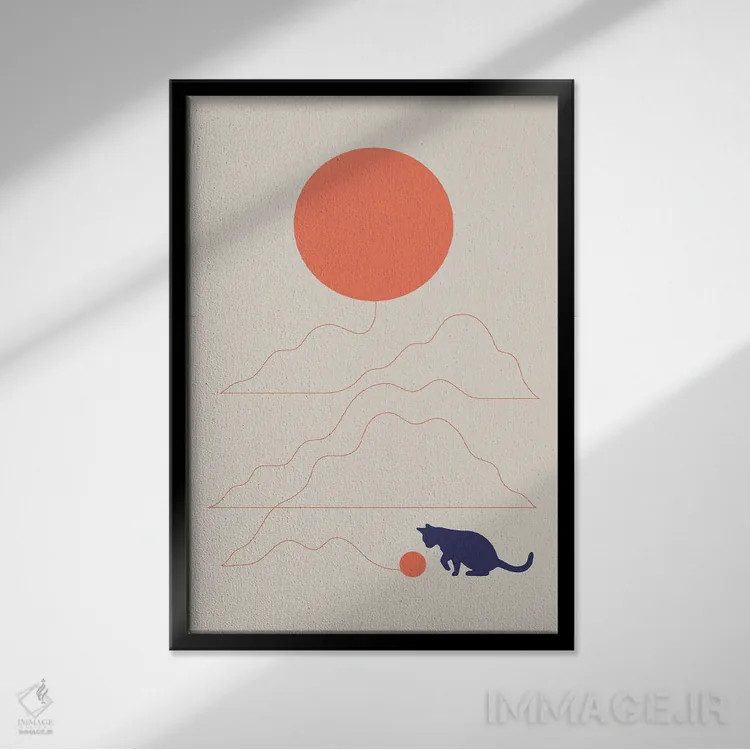 تابلو مینیمال چشم انداز گربه XLI اثر لیم هنگ سوی - نمای قابدار مشکی