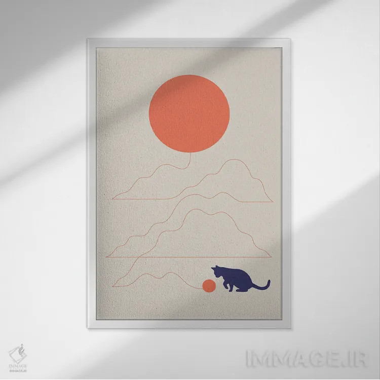 تابلو مینیمال چشم انداز گربه XLI اثر لیم هنگ سوی - نمای قابدار سفید