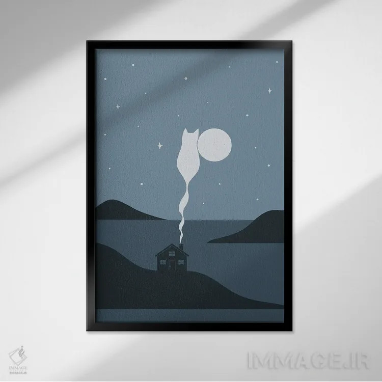 تابلو دکوراتیو منظره گربه شماره ۴۵ اثر لیم هنگ سوی - نمای قابدار مشکی