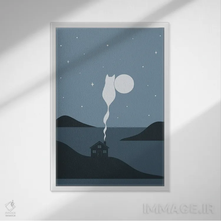 تابلو دکوراتیو منظره گربه شماره ۴۵ اثر لیم هنگ سوی - نمای قابدار سفید