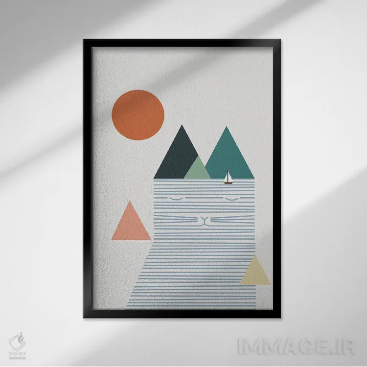 تابلو مینیمال منظره گربه شماره ۵۲ اثر لیم هنگ سوی - نمای قابدار مشکی