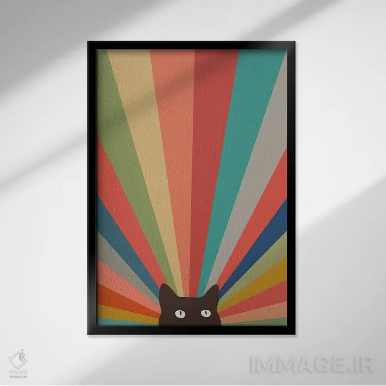 تابلو دکوراتیو منظره گربه شماره ۴۸ اثر لیم هنگ سوی - نمای قابدار مشکی