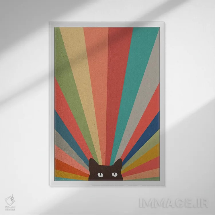 تابلو دکوراتیو منظره گربه شماره ۴۸ اثر لیم هنگ سوی - نمای قابدار سفید