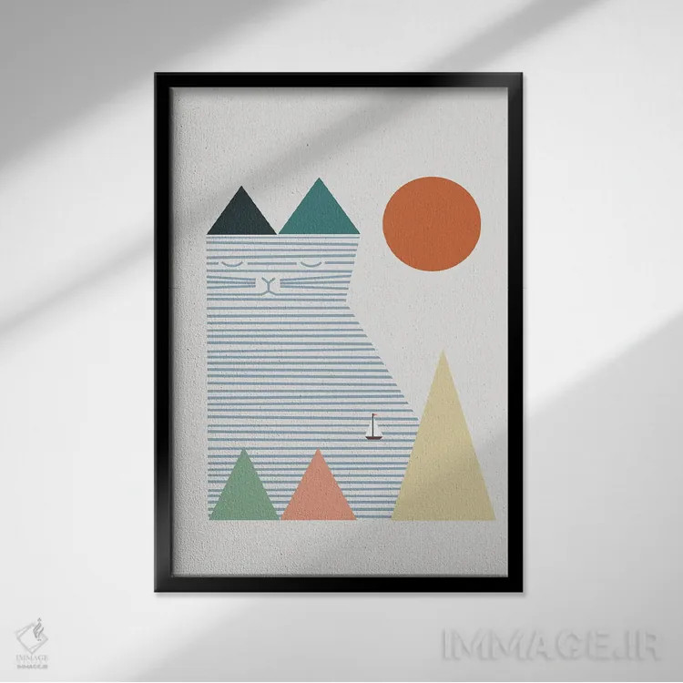 تابلو مینیمال منظره گربه شماره ۵۳ اثر لیم هنگ سوی - نمای قابدار مشکی