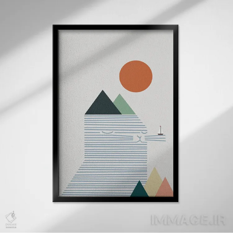 تابلو مینیمال منظره گربه شماره ۵۴ اثر لیم هنگ سوی - نمای قابدار مشکی