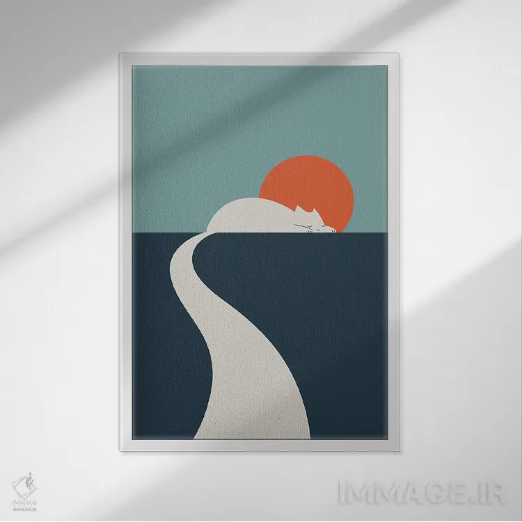 تابلو مینیمال منظره گربه شماره ۳ اثر لیم هنگ سوی - نمای قابدار سفید