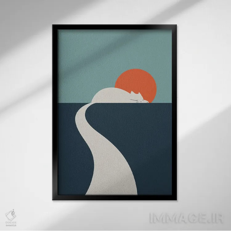 تابلو مینیمال منظره گربه شماره ۳ اثر لیم هنگ سوی - نمای قابدار مشکی