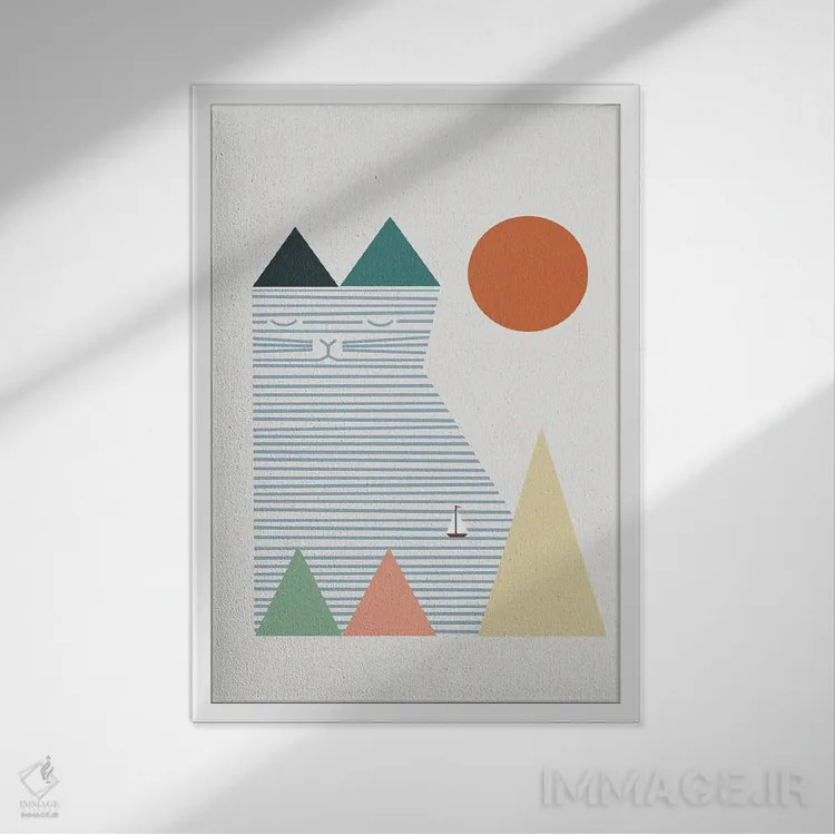 تابلو مینیمال منظره گربه شماره ۵۳ اثر لیم هنگ سوی - نمای قابدار سفید