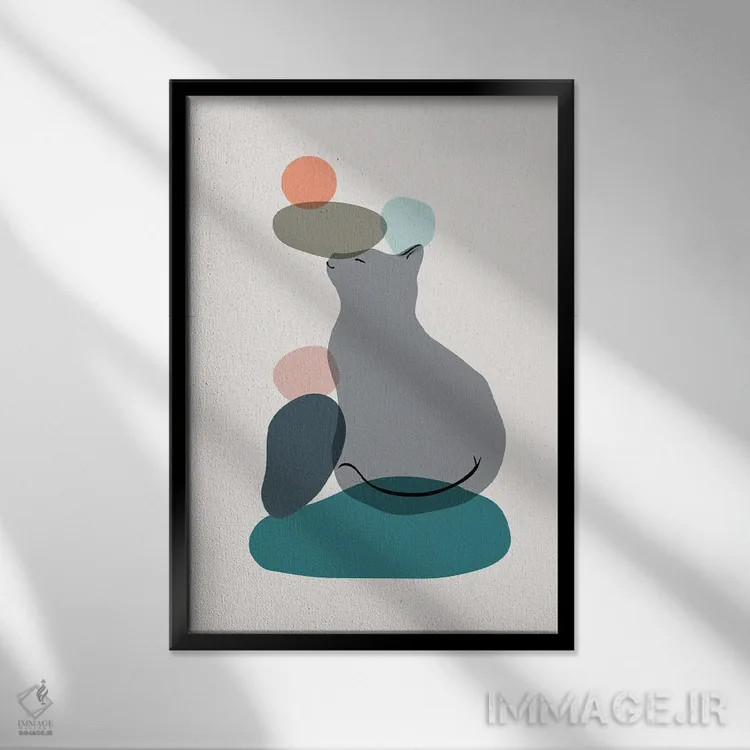 تابلو مینیمال منظره گربه شماره ۵۹ اثر لیم هنگ سوی - نمای قابدار مشکی