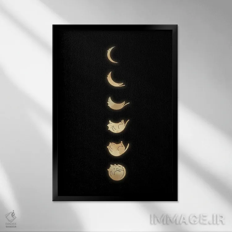 تابلو دکوراتیو منظره گربه شماره ۵۷ اثر لیم هنگ سوی - نمای قابدار مشکی