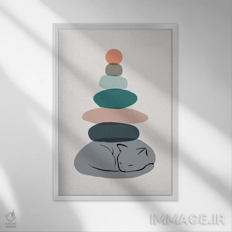 تابلو مینیمال منظره گربه شماره ۵۸ اثر لیم هنگ سوی - نمای قابدار سفید