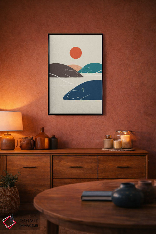 تابلو مینیمال چشم انداز گربه I اثر لیم هنگ سوی - D4B