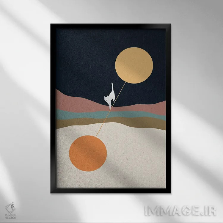 تابلو مدرن منظره گربه شماره ۵۶ اثر لیم هنگ سوی - نمای قابدار مشکی