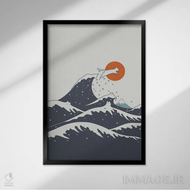 تابلو دکوراتیو منظره گربه شماره ۵۵-ج اثر لیم هنگ سوی - نمای قابدار مشکی