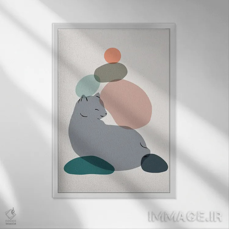 تابلو مینیمال منظره گربه شماره ۶۰ اثر لیم هنگ سوی - نمای قابدار سفید