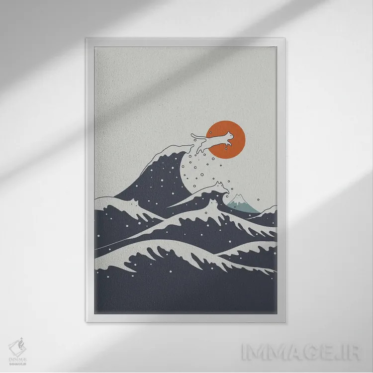 تابلو دکوراتیو منظره گربه شماره ۵۵-ج اثر لیم هنگ سوی - نمای قابدار سفید