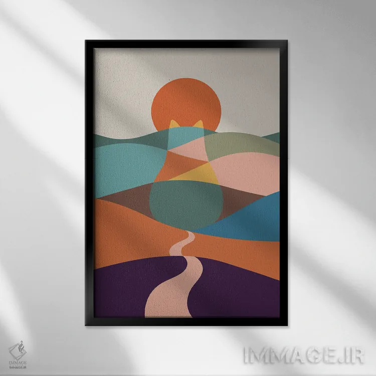 تابلو مدرن منظره گربه شماره ۶۵ اثر لیم هنگ سوی - نمای قابدار مشکی