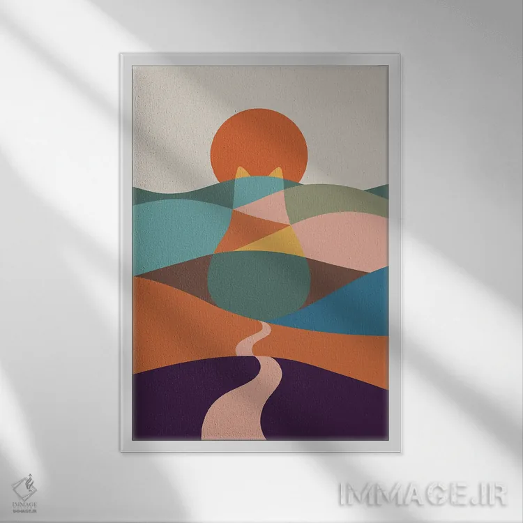 تابلو مدرن منظره گربه شماره ۶۵ اثر لیم هنگ سوی - نمای قابدار سفید