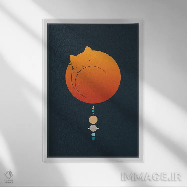 تابلو دکوراتیو منظره گربه شماره ۶۶ اثر لیم هنگ سوی - نمای قابدار سفید