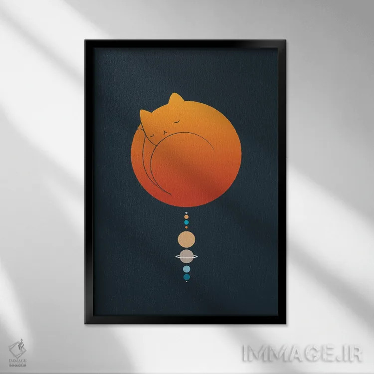 تابلو دکوراتیو منظره گربه شماره ۶۶ اثر لیم هنگ سوی - نمای قابدار مشکی