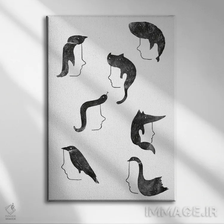 تابلو مینیمال حیوانات پشمالو اثر لیم هنگ سوی - نمای روبهرو روی دیوار