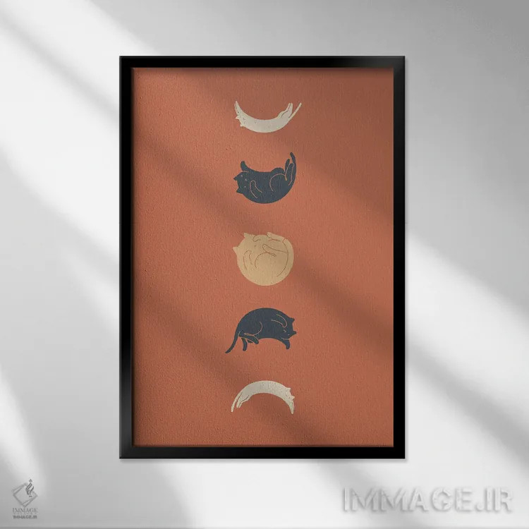 تابلو دکوراتیو منظره گربه شماره ۶۱ اثر لیم هنگ سوی - نمای قابدار مشکی