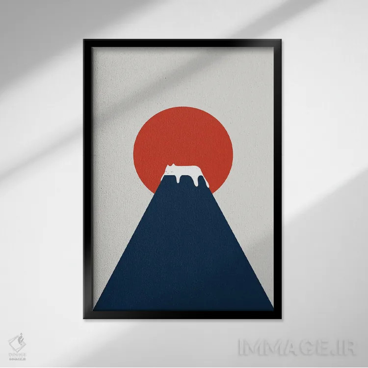 تابلو مینیمال منظره گربه شماره ۵ اثر لیم هنگ سوی - نمای قابدار مشکی