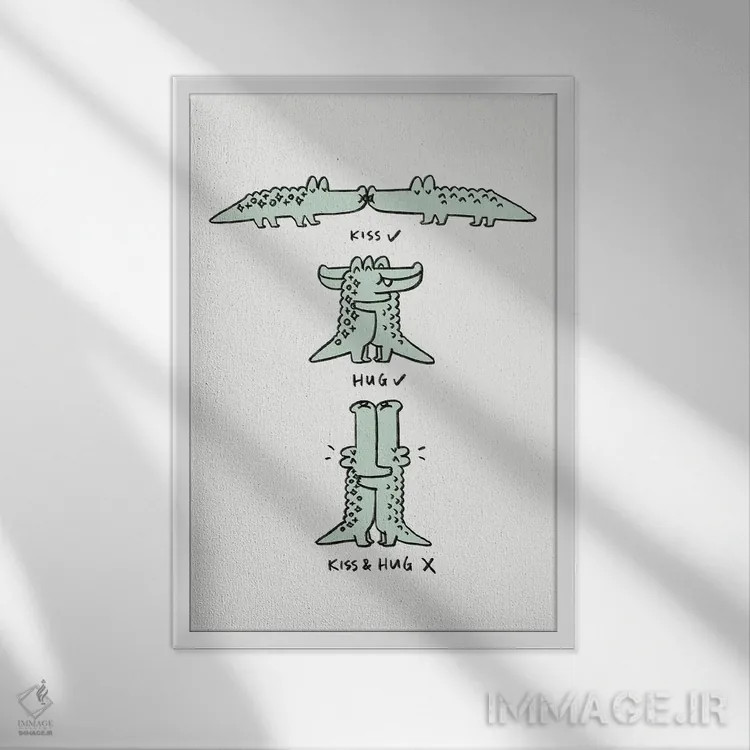 تابلو دکوراتیو بوس و آغوش اثر لیم هنگ سوی - نمای قابدار سفید