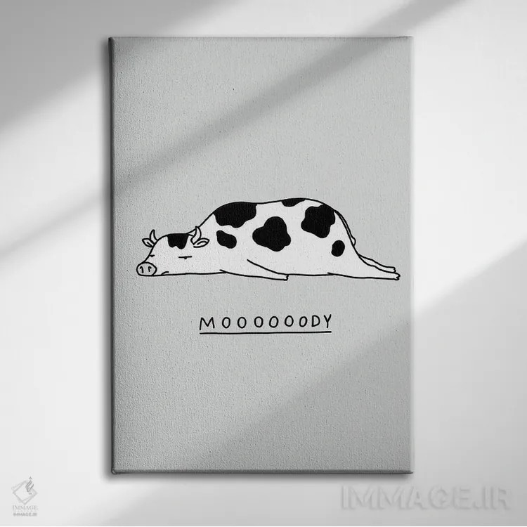 تابلو مدرن جانوران احساساتی: گاو اثر لیم هنگ سوی - نمای روبهرو روی دیوار