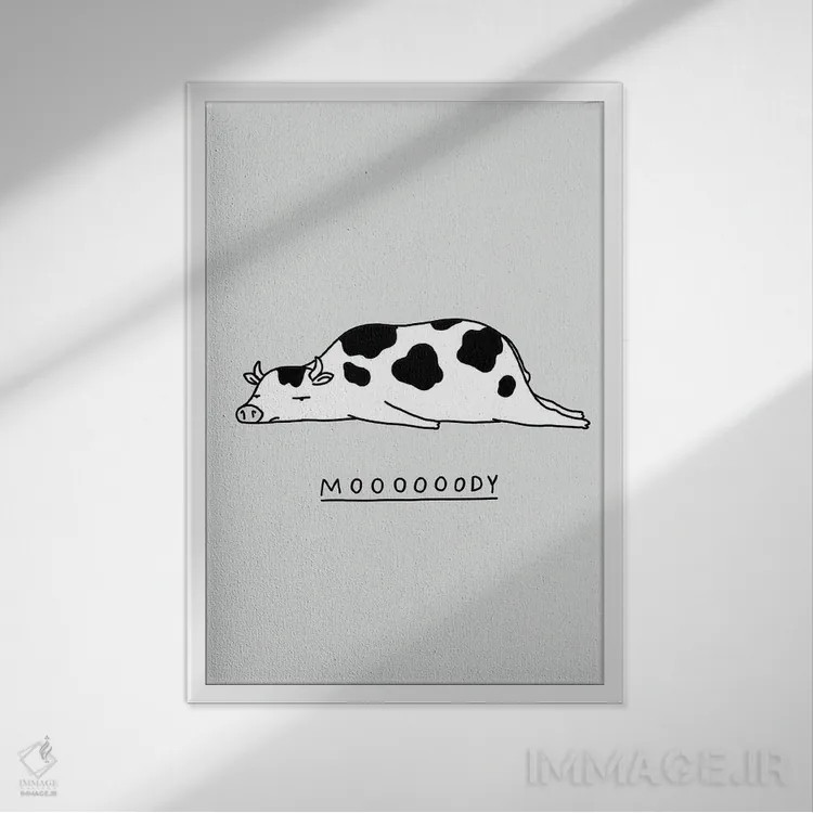 تابلو مدرن جانوران احساساتی: گاو اثر لیم هنگ سوی - نمای قابدار سفید