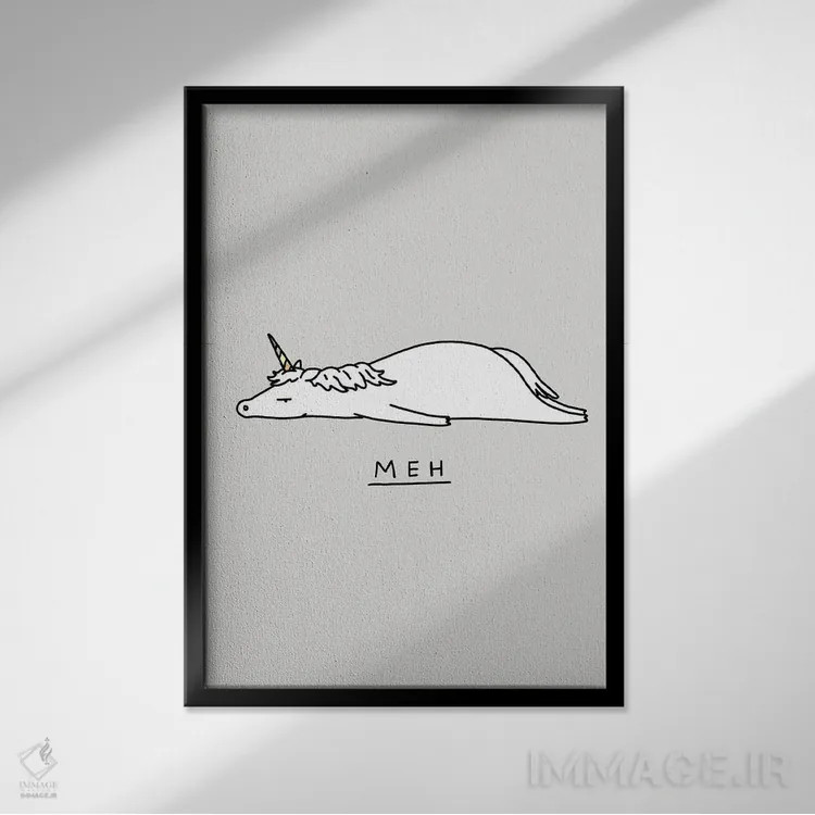 تابلو دکوراتیو جانوران احساساتی: تک شاخ اثر لیم هنگ سوی - نمای قابدار مشکی