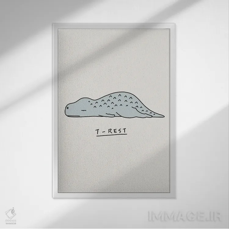 تابلو دکوراتیو جانوران احساساتی: تی رکس اثر لیم هنگ سوی - نمای قابدار سفید