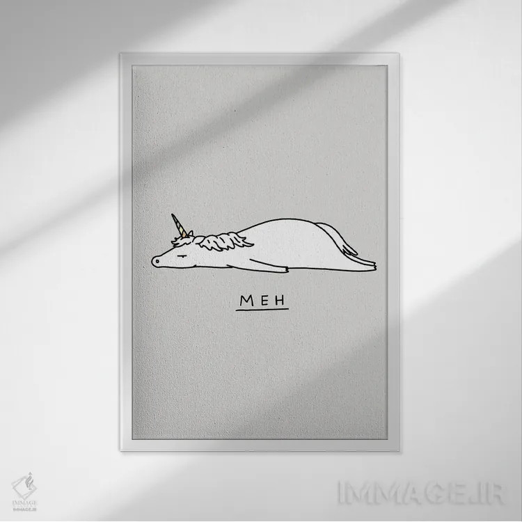 تابلو دکوراتیو جانوران احساساتی: تک شاخ اثر لیم هنگ سوی - نمای قابدار سفید