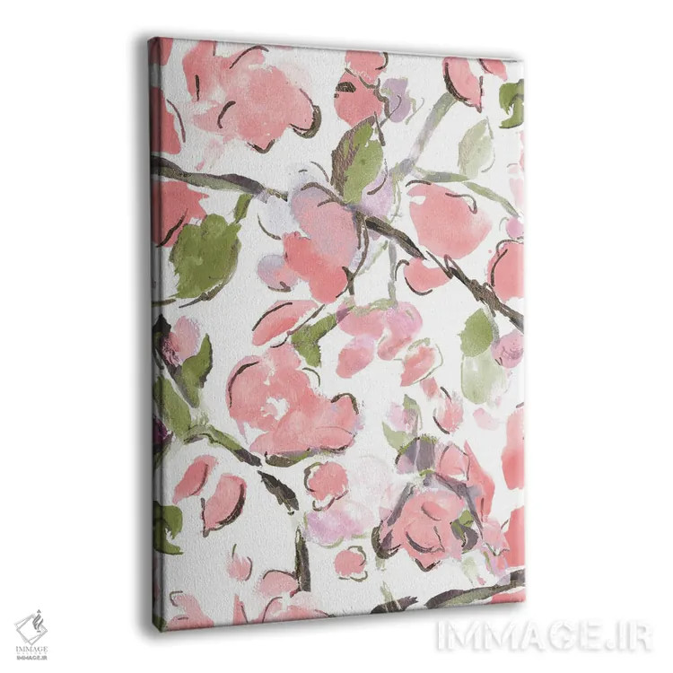 تابلو دکوراتیو گل های بهاری صورتی اثر ال. هیویت - نمای پرسپکتیو محصول