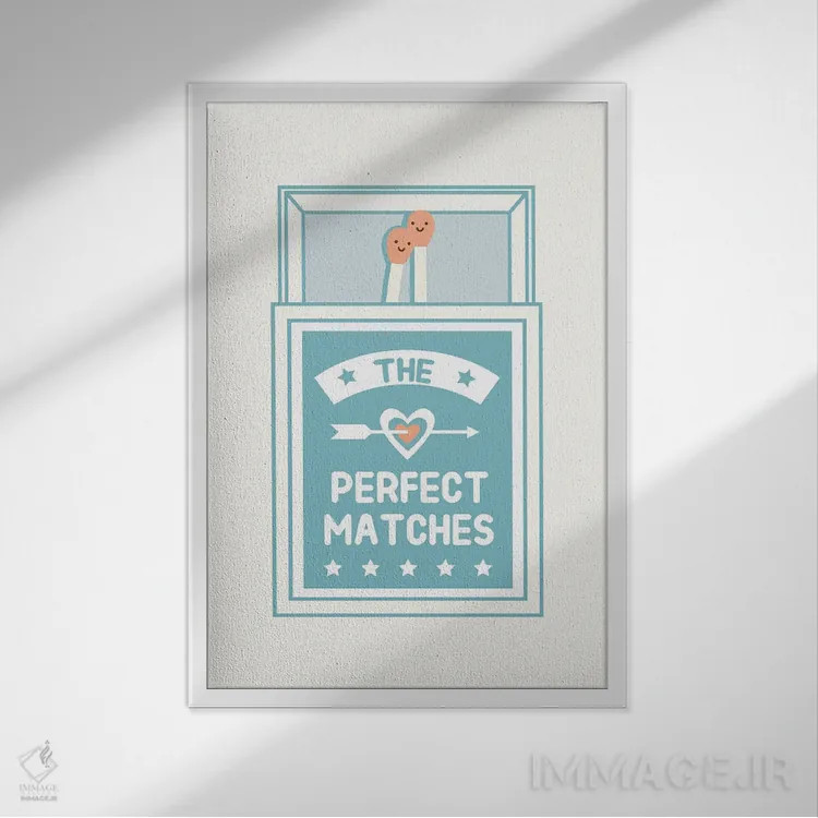 تابلو دکوراتیو جفت های ایده آل اثر لیم هنگ سوی - نمای قابدار سفید