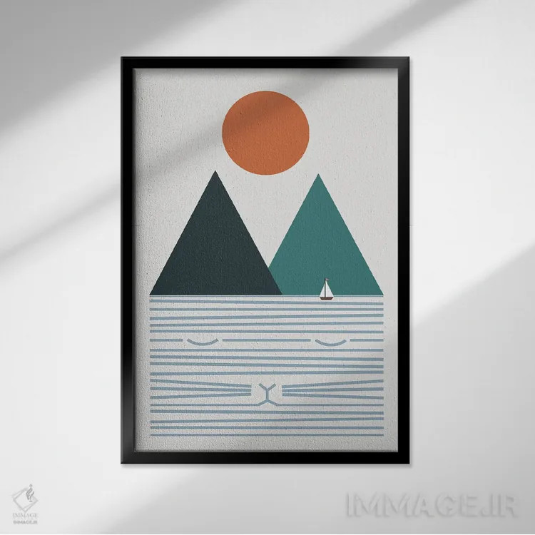 تابلو مینیمال منظره گربه شماره ۹ اثر لیم هنگ سوی - نمای قابدار مشکی