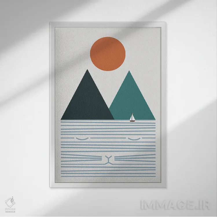 تابلو مینیمال منظره گربه شماره ۹ اثر لیم هنگ سوی - نمای قابدار سفید