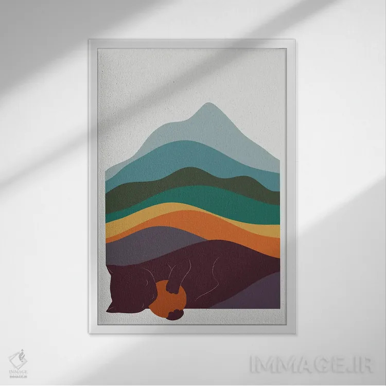 تابلو مینیمال منظره گربه شماره ۸ اثر لیم هنگ سوی - نمای قابدار سفید