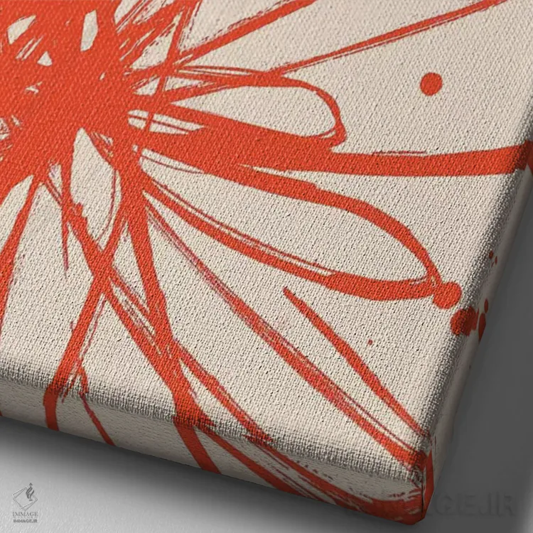 تابلو مینیمال انفجار نارنگی شماره ۱ اثر ال. هیویت - نمای نزدیک بافت بوم