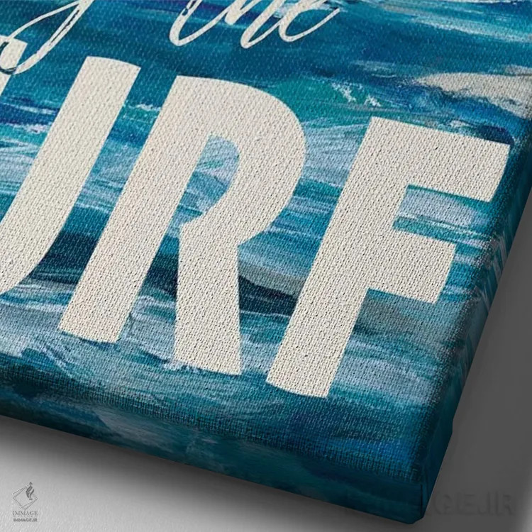 تابلو دکوراتیو از موج سواری لذت ببر اثر ال. هیویت - نمای نزدیک بافت بوم