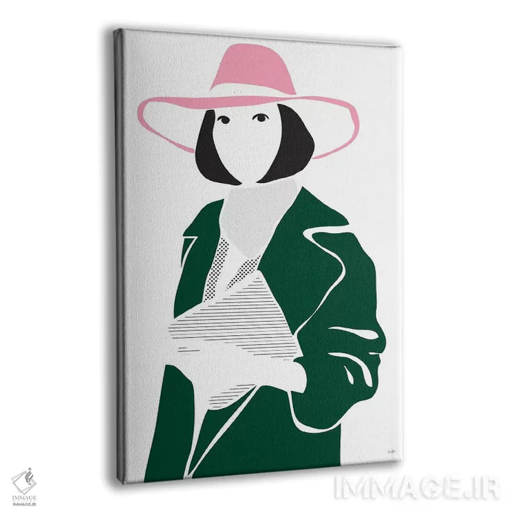 تابلو مینیمال دختری با کلاه اثر لیندا گوبتا - نمای پرسپکتیو محصول