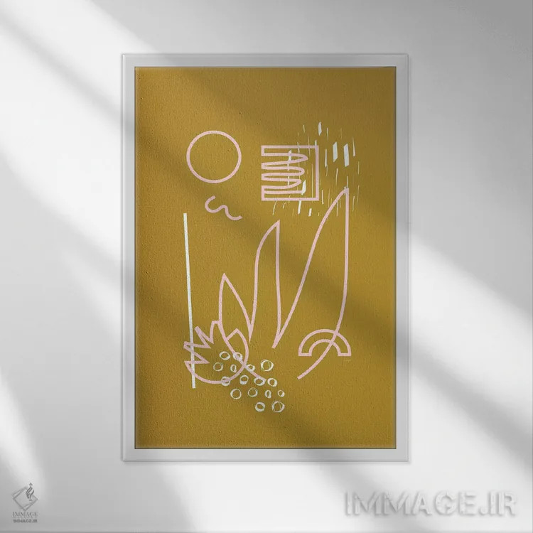 تابلو مینیمال باغ انتزاعی اثر لیندا گوبتا - نمای قابدار سفید