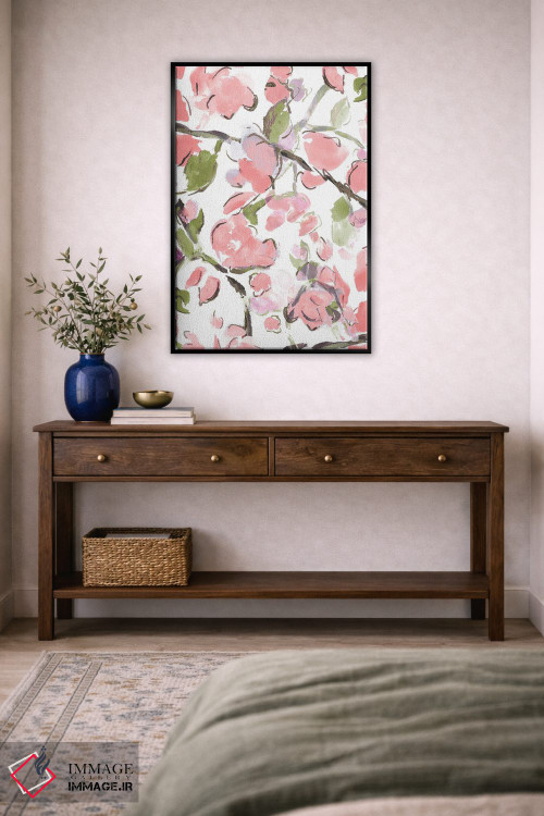 تابلو دکوراتیو گل های بهاری صورتی اثر ال. هیویت - D5B